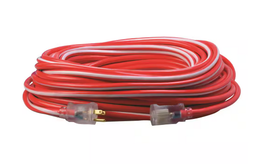 100 ft. 12/3 SJTW Hi-Visbility Multi-Color Outdoor Heavy-Duty Extension Cord with Power Light Plug - 91002932027