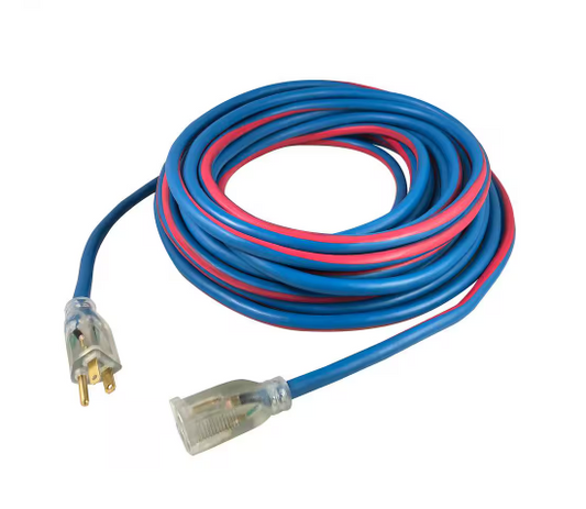 Extreme 100 ft. 14/3 Heavy-Duty All Weather Indoor/Outdoor Extension Cord with Lighted Plug, Blue and Red - 91005311822