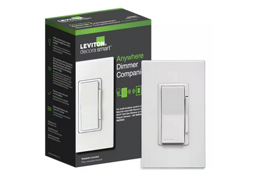 Decora Smart Anywhere LED/CFL/Inc Wire-Free 3-Way Dimmer Companion, On/Off/Dimming for Decora Smart Wi-Fi 2nd Gen, White - 91006063956
