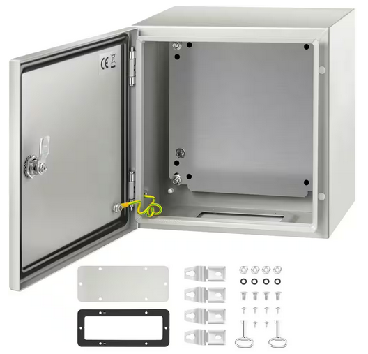 Electrical Enclosure 12 in. x 12 in. x 8 in. NEMA 4X Carbon Steel Outdoor and Indoor Use Electrical Junction Box, Gray - 91007824594