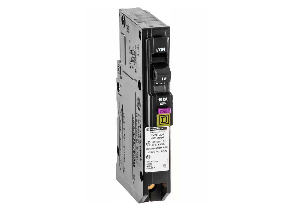 QO 15 Amp Single-Pole Plug-On Neutral Dual Function (CAFCI and GFCI) Circuit Breaker - 91000039737