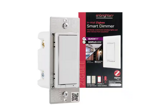 Zigbee Smart Dimmer with Quick Fit and Simple Wire, White and Light Almond - 91006557804