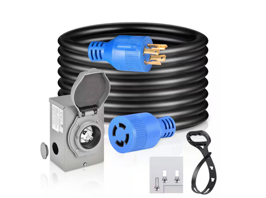 40 ft. 10/4 30 Amp Generator Extension Cord 4 Prong 125-Volt Indoor/Outdoor Extension Cord L14-30 with Lighted End Black - 91010570594