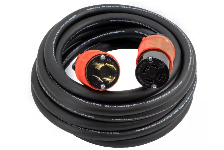 50 ft. 10/4 SOOW NEMA L14-30 125-Volt/250-Volt 30 Amp Generator Rubber Extension Cord - 91008744049