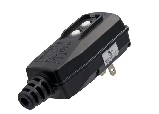 4.67 in. 15 Amp Auto Reset 2 Prong Portable GFCI Replacement Right Angle Plug Assembly - 91008253166
