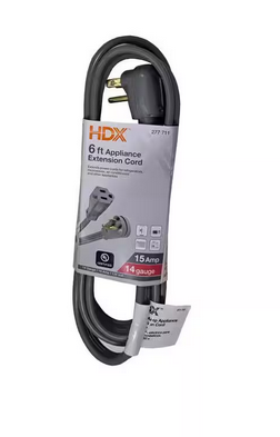 6 ft. 14/3 15 Amp Air Conditioner/Appliance Extension Cord, Grey - 9277711