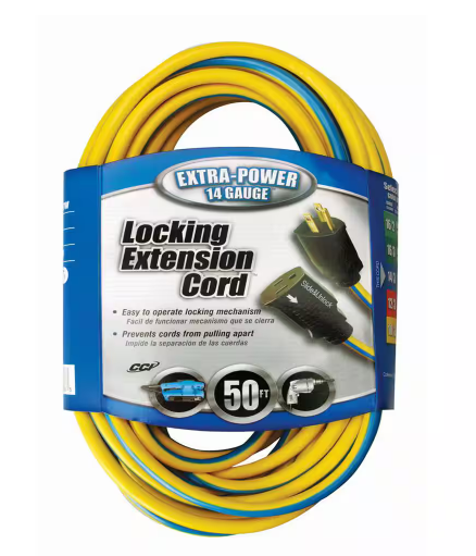 50 ft. 14/3 SJTW Push-Lock Outdoor Heavy-Duty Extension Cord - 91004350853