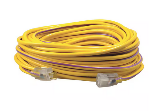 100 ft. 12/3 SJTW Hi-Visbility Multi-Color Outdoor Heavy-Duty Extension Cord with Power Light Plug - 91002932025