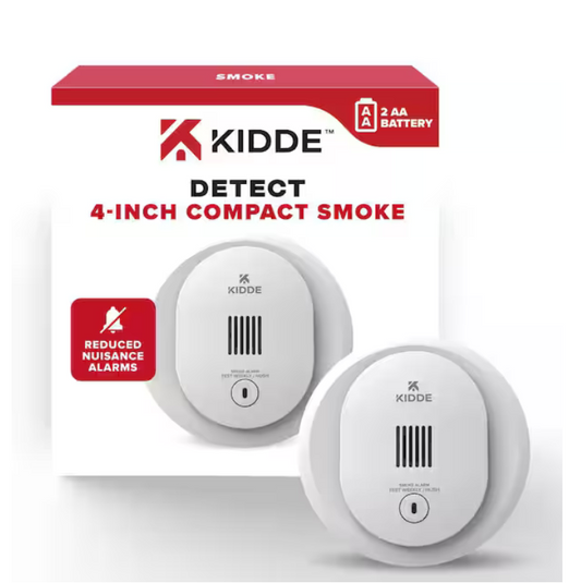 Compact Battery Powered 4 in Smoke Detector with Alarm LED Warning Light - 91010608808