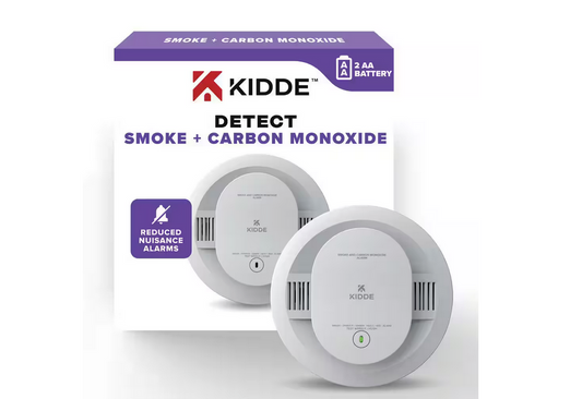 Battery Powered Combination Smoke and Carbon Monoxide Detector with Alarm LED Warning Lights - 91010634456