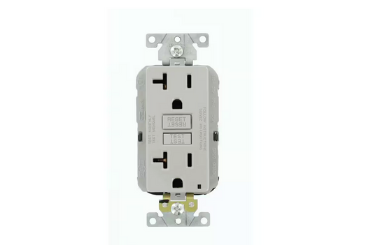20 Amp Lev-Lok Modular Wiring Device SmartlockPro Industrial Grade GFCI Outlet, Gray