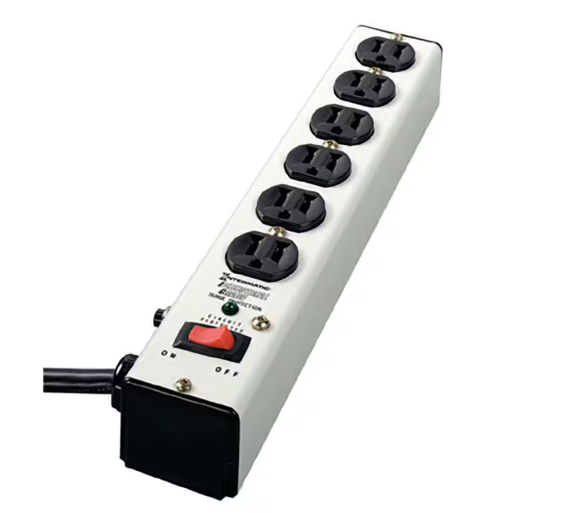 6 ft. 6-Outlet Surge Protector Strip Computer Grade with Lighted On/Off Switch, White