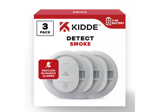 3 Pack Battery Powered Smoke Detector with Alarm LED Warning Lights - 91010608811