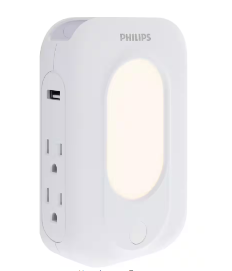 4-Oulet 900-Jouels Surge Tap 2-Port USB and Night Light