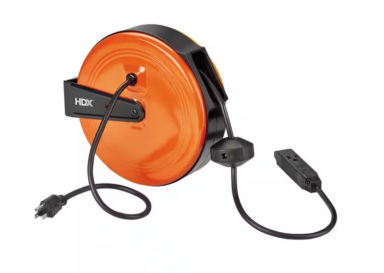 30 ft. 16/3 Retractable Cord Reel with 3 Grounded Outlets in Orange - 91009545096