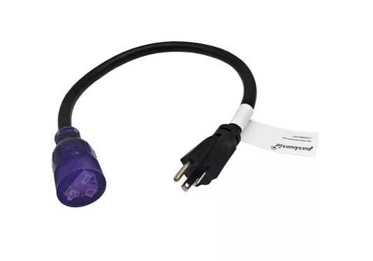2 ft. 12/3 20 Amp 250-Volt 3-Prong Indoor/Outdoor NEMA 6-20 Extension Cord with Lighted End, Black, UL Listed - 91012031842