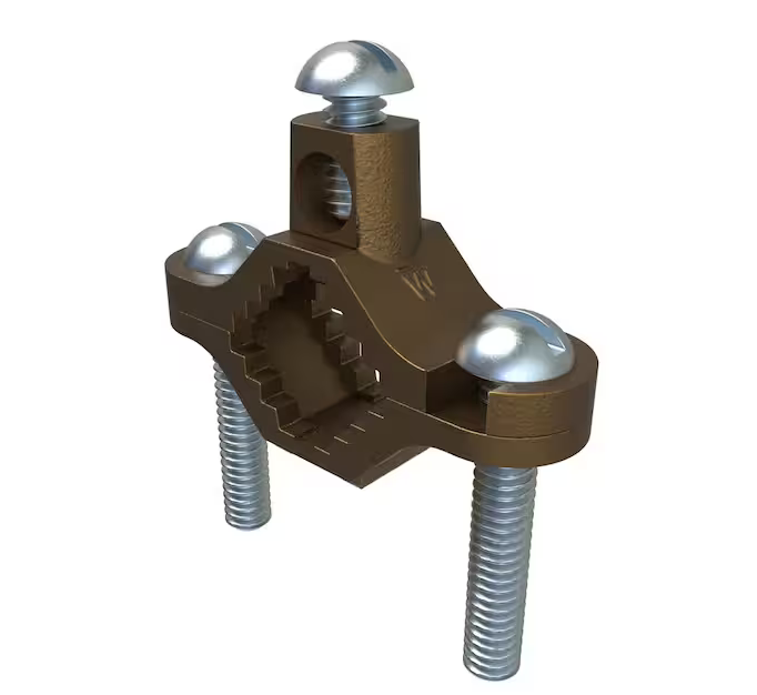 Permaground Brass Ground Clamp, Conductor Range 2-10, Pipe Sizes 1/2 in. to 1 in. (4-Pack) - 91006426742