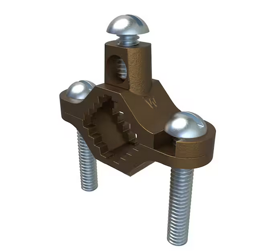 Permaground Brass Ground Clamp, Conductor Range 2-10, Pipe Sizes 1/2 in. to 1 in. (4-Pack) - 91006426742