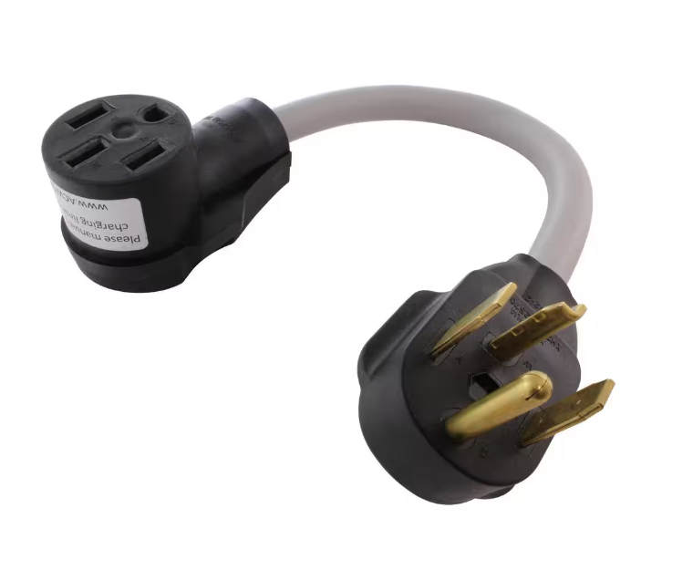 1.5 ft. 30 Amp 4-Prong Dryer Plug NEMA 14-30P to NEMA 14-50R 50A 125/250-Volt RV/Range/EV Female Connector