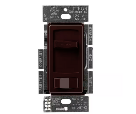 Skylark Contour LED+ Dimmer Switch for LED and Incandescent Bulbs, 150-Watt/Single-Pole or 3-Way, Brown (CTCL-153P-BR) - 91000517564