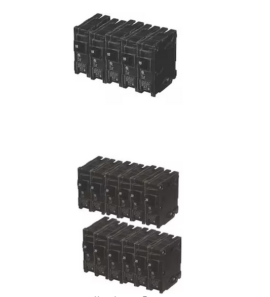 15 Amp Single Pole (12-Pack) and 20 Amp Single Pole (24-Pack) Circuit Breakers -