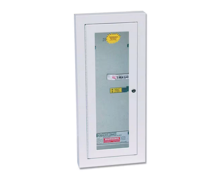 Heavy-Duty Steel Semi-Recessed Fire Extinguisher Cabinet in White - 91007184031