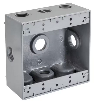 3/4 in. Weatherproof 6-Hole Double Gang Electrical Box - 91009346323