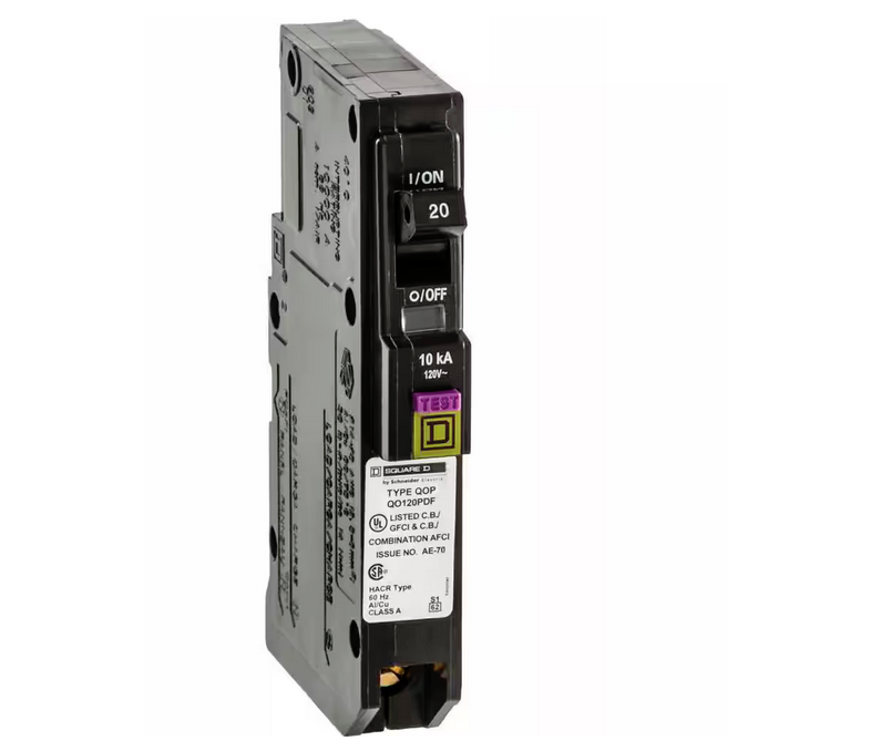 QO 20 Amp Single-Pole Plug-On Neutral Dual Function (CAFCI and GFCI) Circuit Breaker - 91000039735