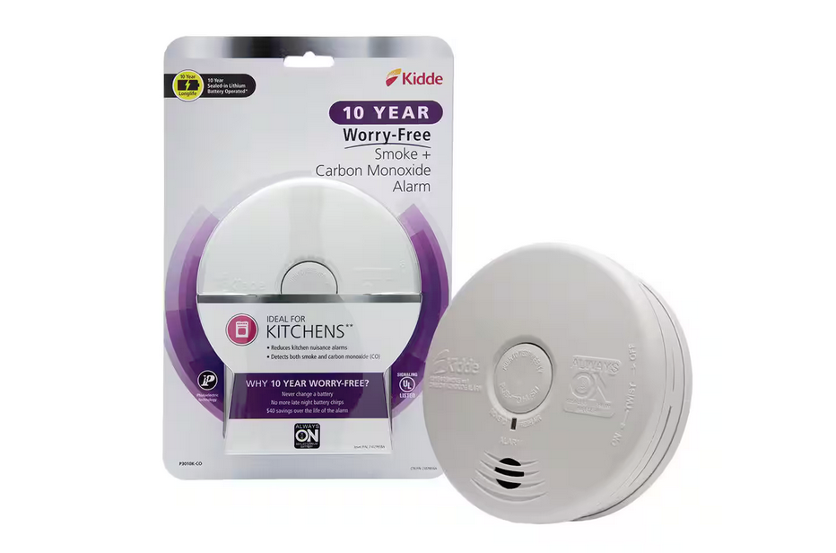 10-Year Worry Free Smoke & Carbon Monoxide Detector, Lithium Battery Powered with Photoelectric Sensor - 9146429