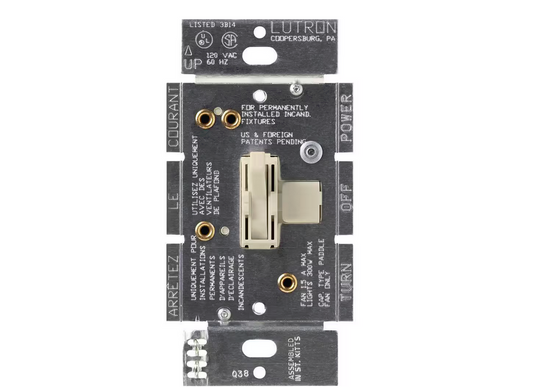 Toggler 1.5 Amp Single-Pole 3-Speed Combination Fan and Light Control, Light Almond (AY2-LFSQ-LA)