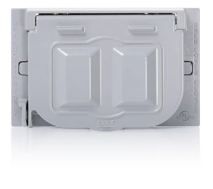 1-Gang Weather-Proof Cover with Metal Flat Lid, Gray