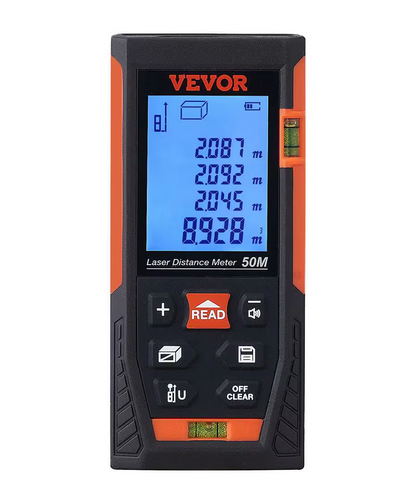 165 ft. Accuracy Laser Measure with 2 Bubble Levels Backlit LCD Pythagorean Mode for Measure Distance Area and Volume - 91012047703