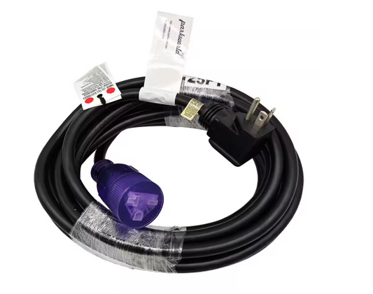 25 ft. 12/3 20 Amp 250-Volt 3-Prong Indoor/Outdoor NEMA 6-20 Extension Cord with Lighted End, Black, UL Listed -  91012031847