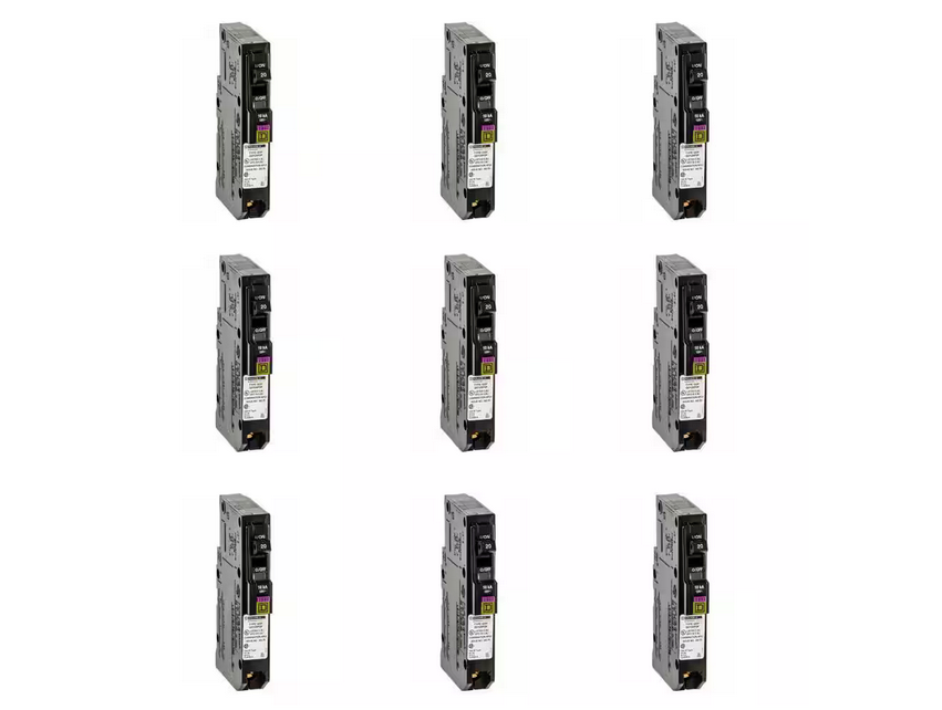 QO 20 Amp Single-Pole Plug-On Neutral Dual Function (CAFCI and GFCI) Circuit Breaker (9-pack) - 91005370678