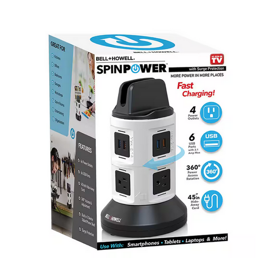 4-Outlets / 6 USB Spin Power - The Ultimate Smart Charging Station - 91005232629