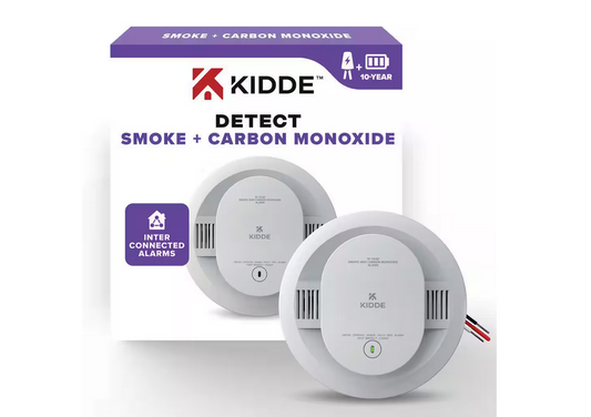 10-Year Hardwired Combination Smoke and Carbon Monoxide Detector with Interconnected Alarm and LED Warning Lights - 91010608803