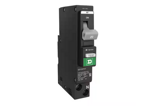 QO 20 Amp 120-Volt Single-Pole Plug-On Neutral Combination Arc Fault Circuit Breaker - 91009823214