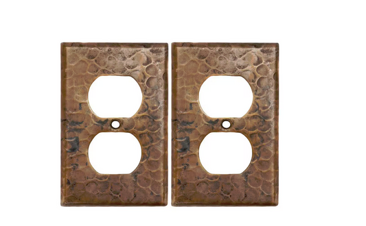 1 Gang Hammered Copper Single Duplex Outlet Wall Plate, Oil Rubbed Bronze (Quantity 2)