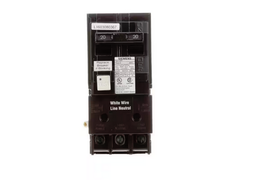 20 Amp Double Pole Type QPF2 GFCI Circuit Breaker - 9992623