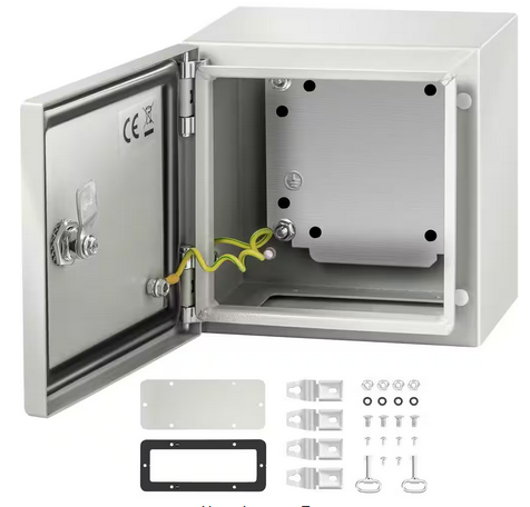 Electrical Enclosure 8 in. x 8 in. x 6 in. NEMA 4X Steel Junction Box Reinforced Lock and Hinge Outdoor Wall Mount - 91007824701