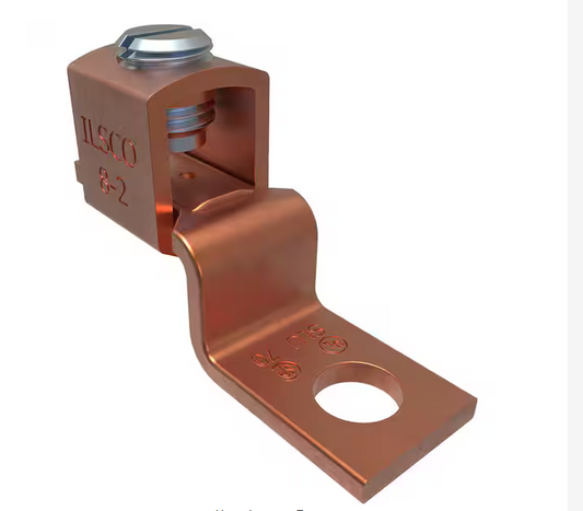 Copper Mechanical Lug Offset, Conductor Range 2-8, 1 Port, 1-Hole, 1/4 in. Bolt Size (12-Pack) - 91006426716