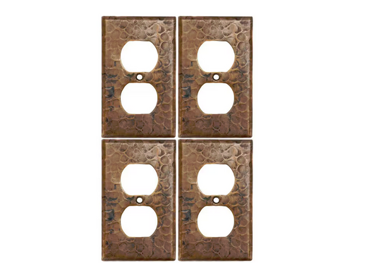 1 Gang Hammered Copper Single Duplex Outlet Wall Plate, Oil Rubbed Bronze (Quantity 4)