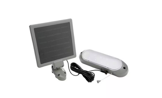 7-Watt Grey Integrated LED Rechargeable Solar-Panel Shed Light