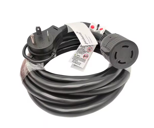 10 ft. 10/3 3-Wire RV 30 Amp 125-Volt NEMA TT-30P Plug to Generator L14-30R Transfer Switch Adapter Cord(2-Hots Bridged) - 91006382756