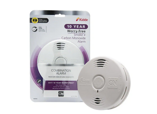 10-Year Worry Free Smoke & Carbon Monoxide Detector, Lithium Battery Powered with Photoelectric Sensor and Voice Alarm - 91001262578