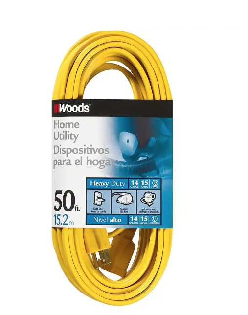 50 ft. 14/3 SPT-3 Flat Indoor Heavy-Duty Utility Extension Cord, Yellow