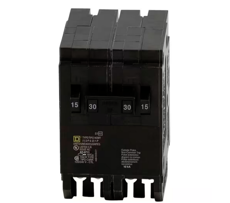 Homeline 2-15 Amp Single-Pole 1-30 Amp 2-Pole Quad Tandem Circuit Brea ...