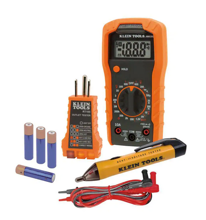 Test Kit with Multimeter, Non-Contact Volt Tester, Receptacle Tester - 91006837011