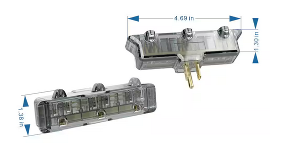 15 Amp 3-Outlet Clear Power Adapter - 91007174491