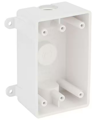 1-Gang Non-Metallic Weatherproof Box with (3) 1/2 in. Holes, White - 9643621